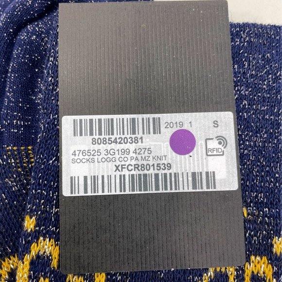 Gucci GG Socks in Blue and Gold Lamé - Picture 8 of 11